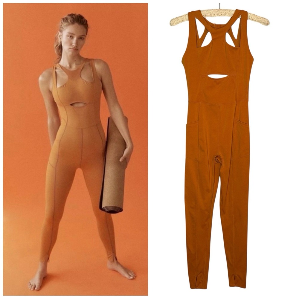 FP Movement Breakaway XS Halogen Jumpsuit Burnt Orange Athleisure Yoga Workout‎